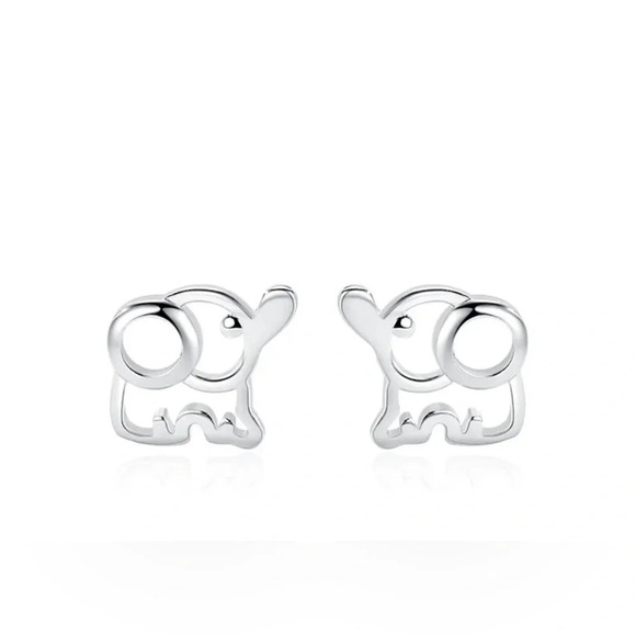 925 Sterling Silver Elephant Ear Studs - Picture 2 of 7